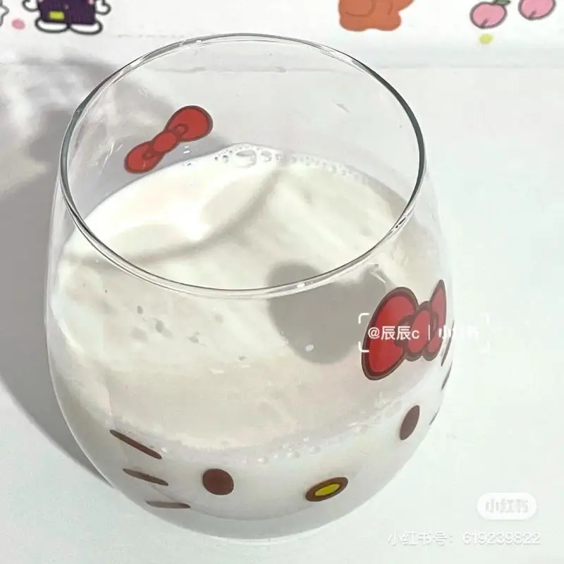 Kawaii Sanrio Hello Kitty Cinnamonroll Cartoon Glass Cold Drink Cup Coffee Mug Cute Milk Juice Cup Best Gift for Festival
