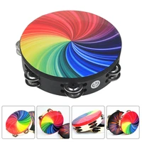 tambourine rainbow pattern drum bell percussion musical educational instrument