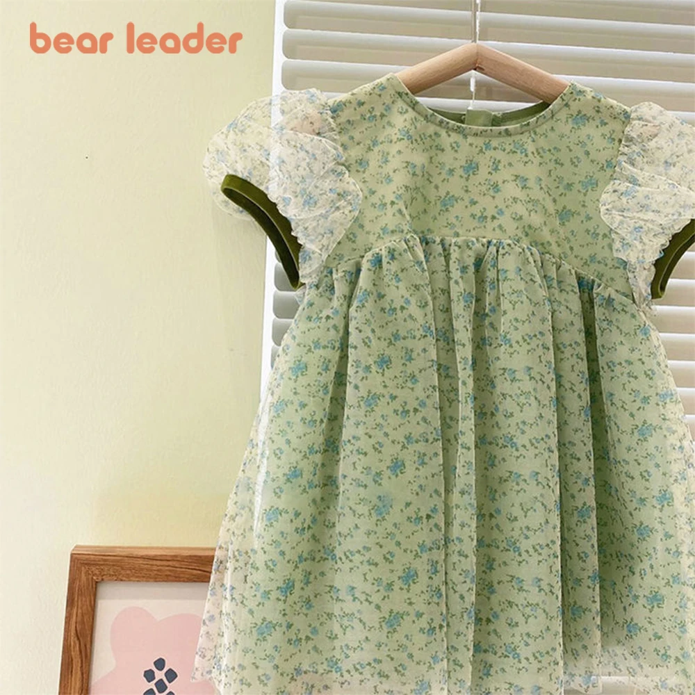 

Bear Leader/летнее зеленое платье с цветочным рисунком; Повседневные платья для девочек; Детские платья; Вечерние сарафан принцессы; От 2 до 6 лет; Сетчатая детская одежда