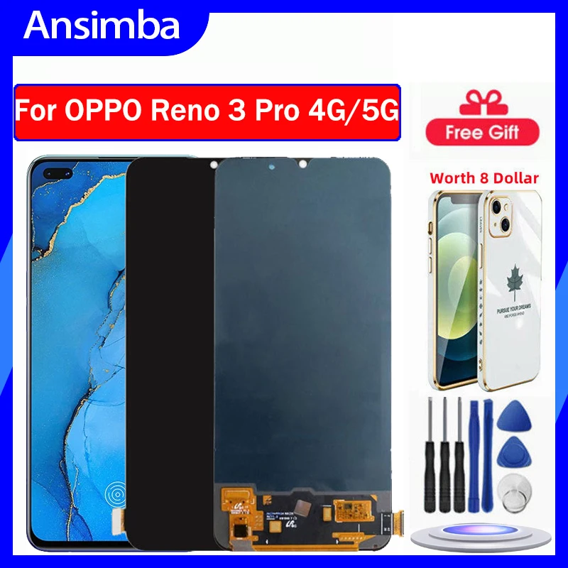 

[Бесплатная телефонная связь] Оригинальный ЖК-дисплей ansimba для Oppo Reno 3Pro 5G/Reno 3Pro 4G ЖК-экран Сенсорная панель экран дигитайзер Датчик