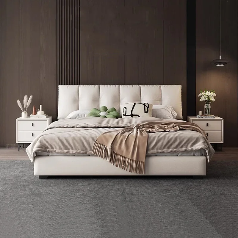 Минималистичная эстетичная двуспальная кровать современная роскошная