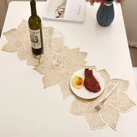 pvc bronzing hollow table runner christmas table flag luxury non slip heat insulation placemat decor for dining room restaurant