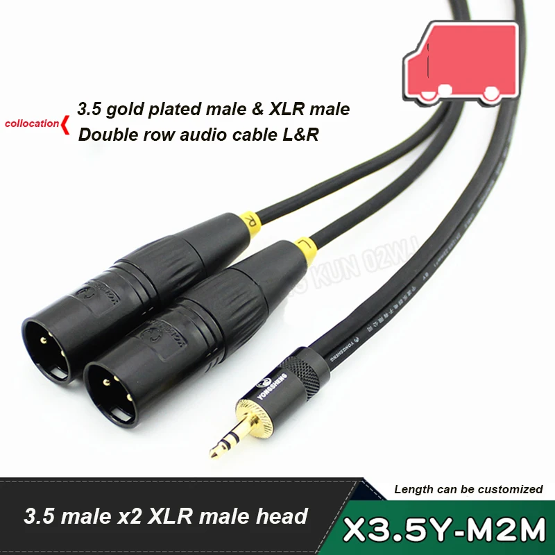 

Gold Plated X3.5Y-M2M 3.5mm To Dual XLR Male Microphone Mic Cable Audio Cable Connector Adapter YS137N BG Laptop Headphone Plug
