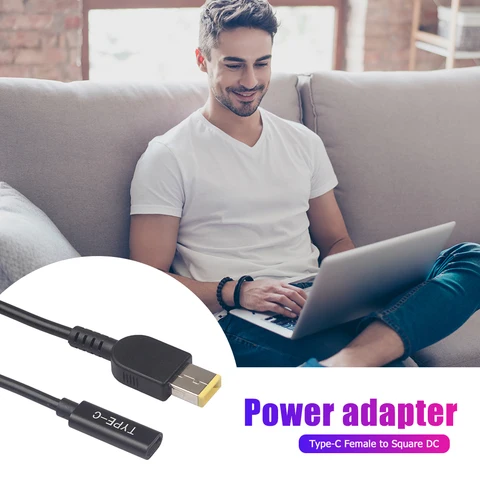 USB-разъем Type-C с квадратным разъемом постоянного тока и кабелем-переходником PD для Lenovo Thinkpad