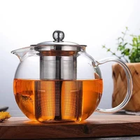 steel leaky glass teapot stainless steel filter bubble teapot heat resistant flower teapot household tea set