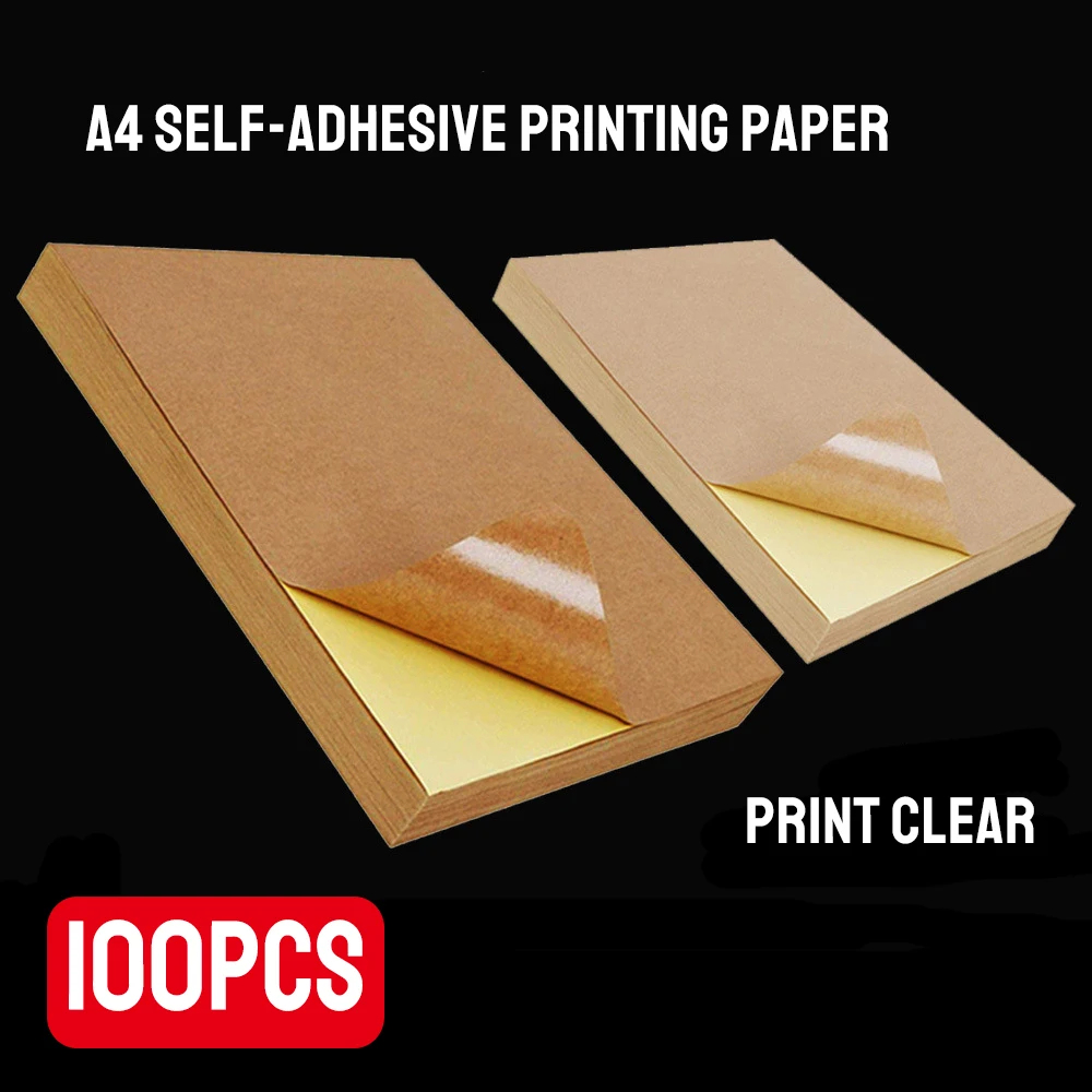 

100PCS Self-Adhesive A4 Kraft Paper Self-Adhesive Printing Paper