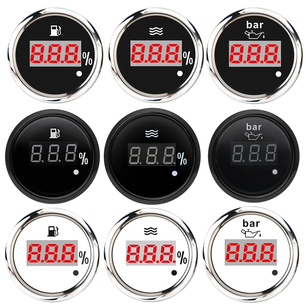 

Датчик уровня топлива для лодки и автомобиля, измеритель уровня воды с красной подсветкой, 12 В/24 В, 0-190 Ом, 52 мм