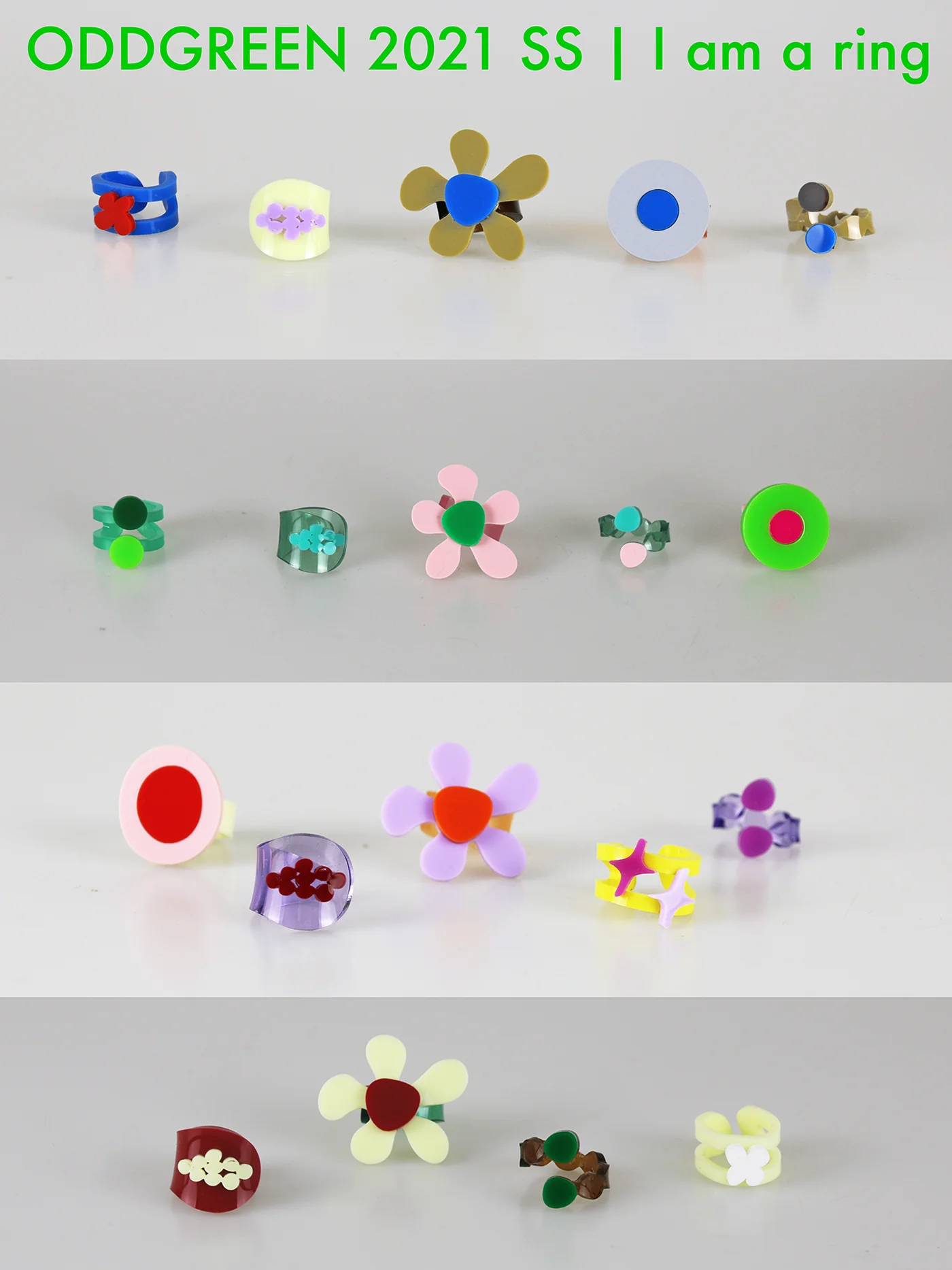 Green Field Oddgreen | ss Новое акриловое кольцо ручной работы Цвет Розовый Зеленый Синий