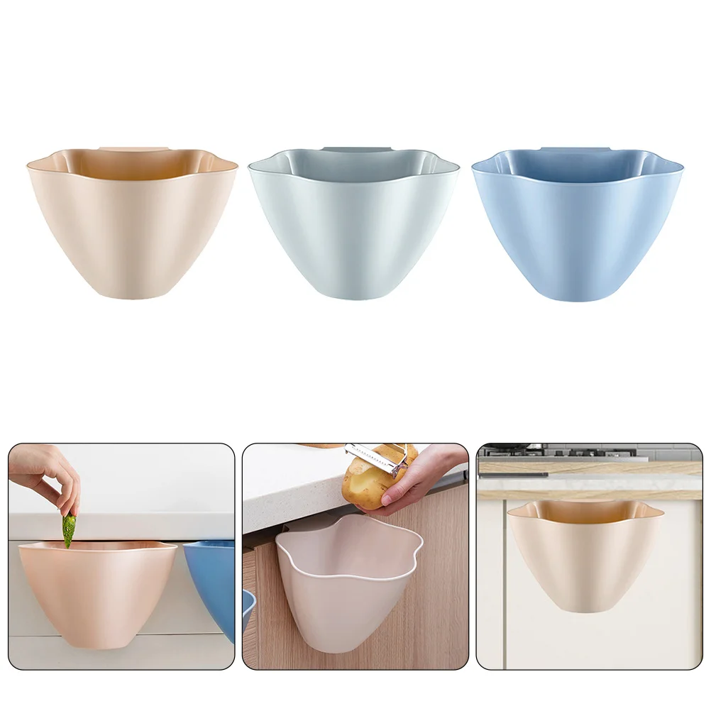 

3pcs Kitchen Hanging Trash Bucket Kitchen Mini Trash Can Garbage Waste Can