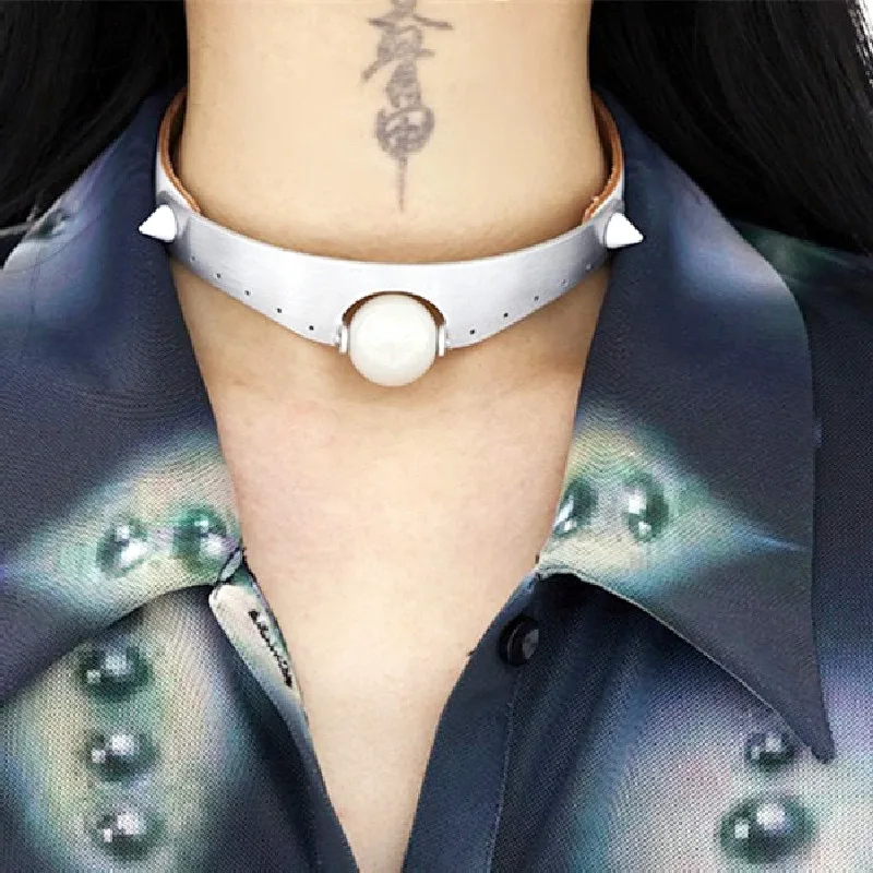 Новинка 2023 оригинальное ожерелье в стиле рок/панк для девушек кожаное с камнями и