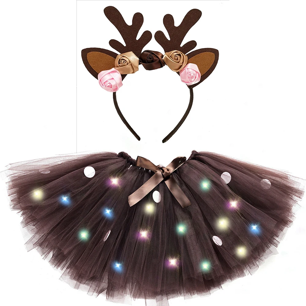 Юбка-пачка со светодиодной подсветкой жирафом зеброй и оленем для маленьких