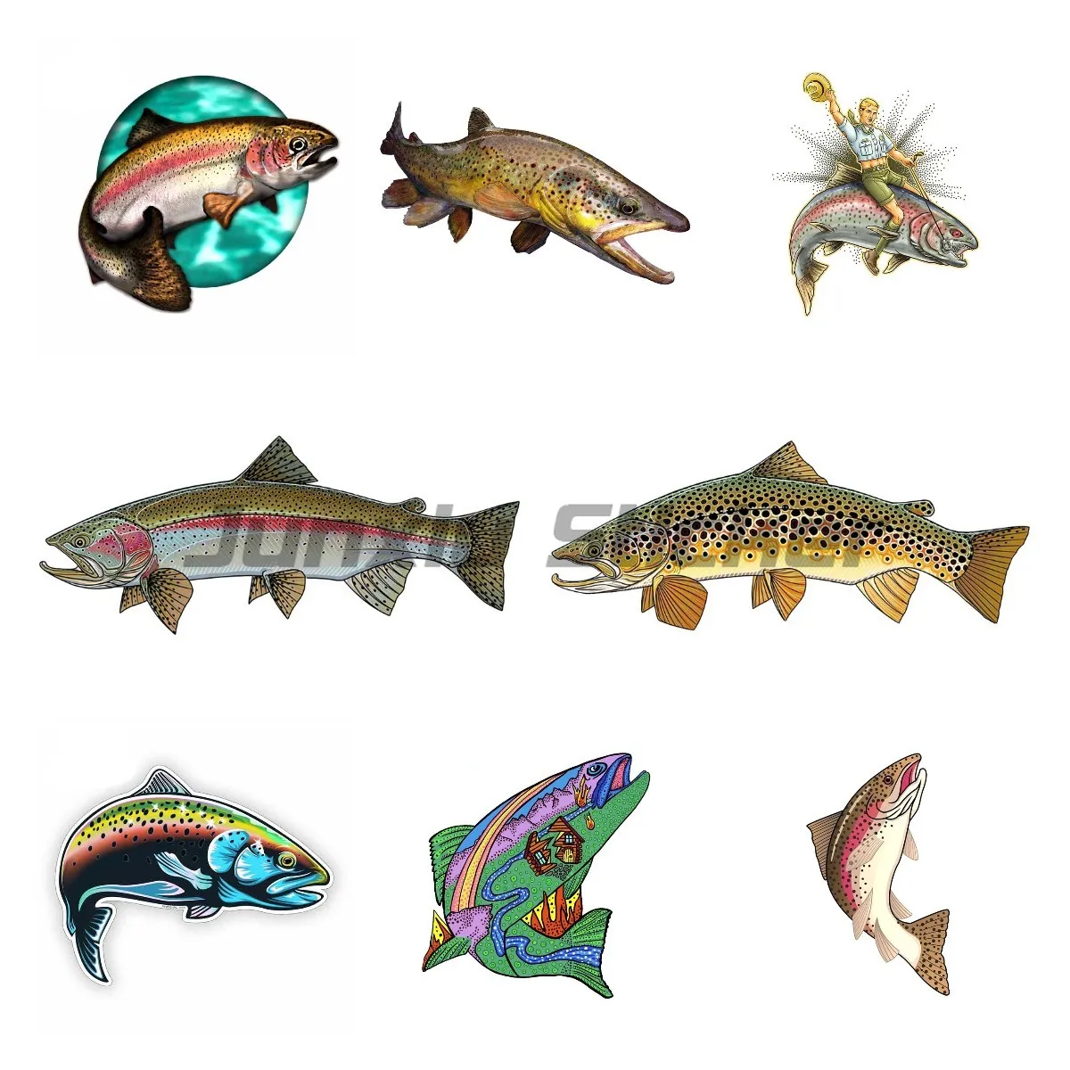 

Стикер для дикой коричневой форели, лодка, каяк, автомобиль, фотонаклейка для форели, искусство рыбалки, водонепроницаемый автомобильный Ст...