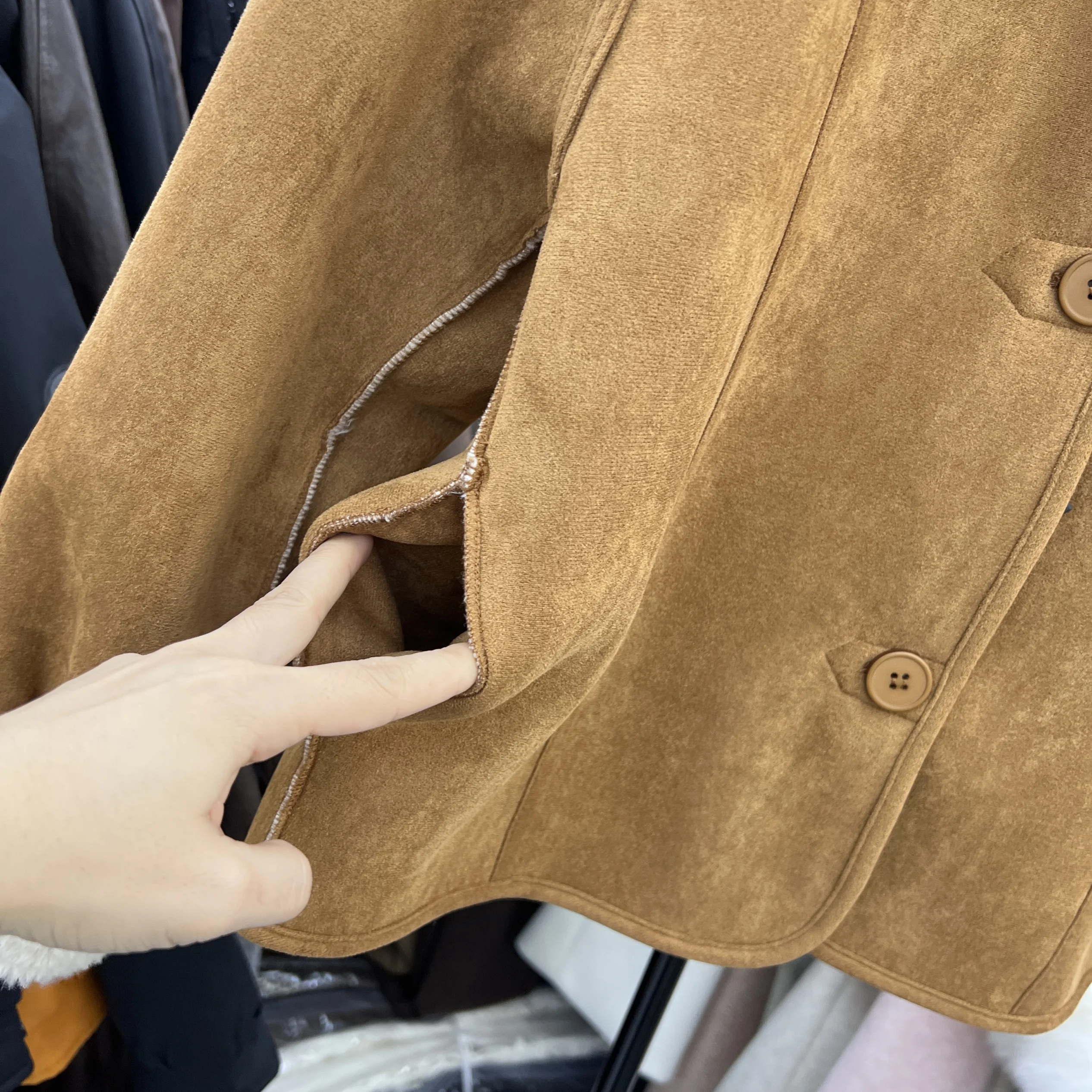 Lapel Double-sided Wear Lamb Wool Outerwear Women Winter Loose Thick Short Suede Fur Fashion