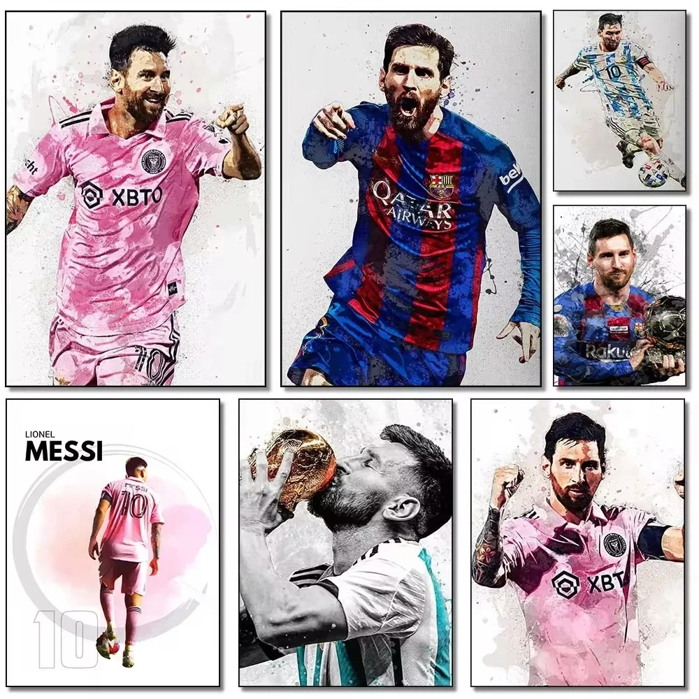 Абстрактный Постер С Акварелью Лионель Месси Принт На Холсте Картина Для