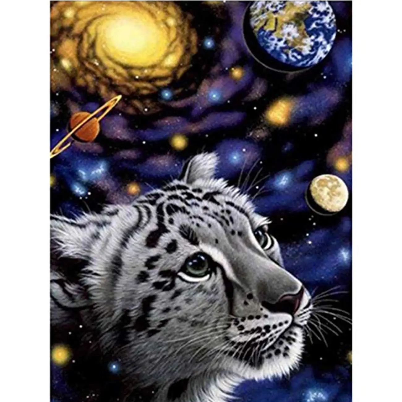 

5D Diamond Painting Starry White Tiger Full Drill by Number Kits, DIY Diamond Set Arts Craft Decorations