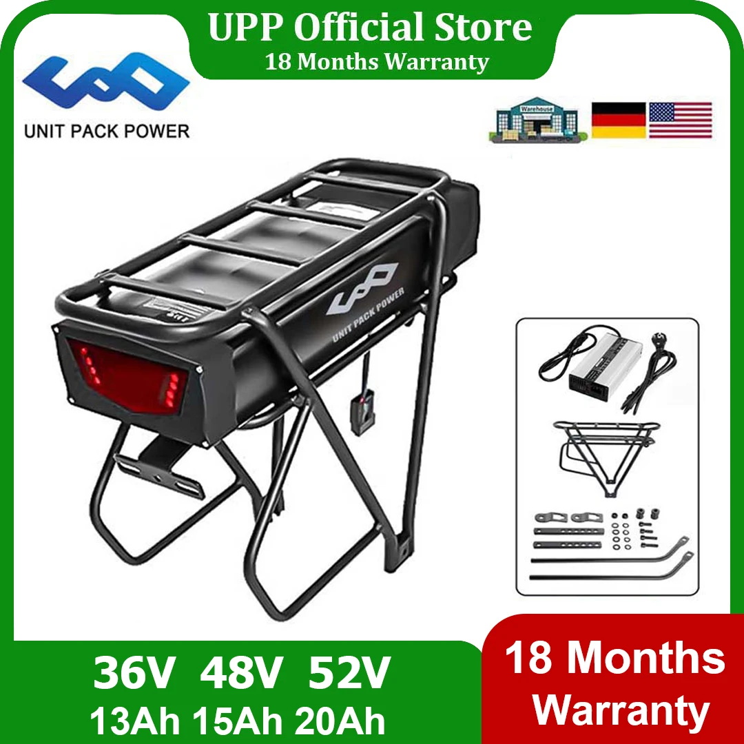 48V 52V 36V задняя стойка eBike батарея 20Ah 15Ah 13Ah для 24 &quot-28 дюймов электрический