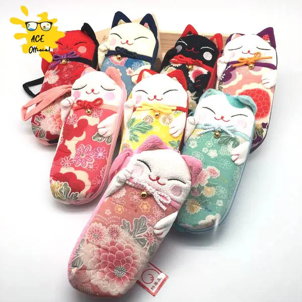Kawaii Cherry Blossoms Lucky Fortune Cat Glasses Case Software Eyeglasses Hard Shell Spectacle Box For Kids