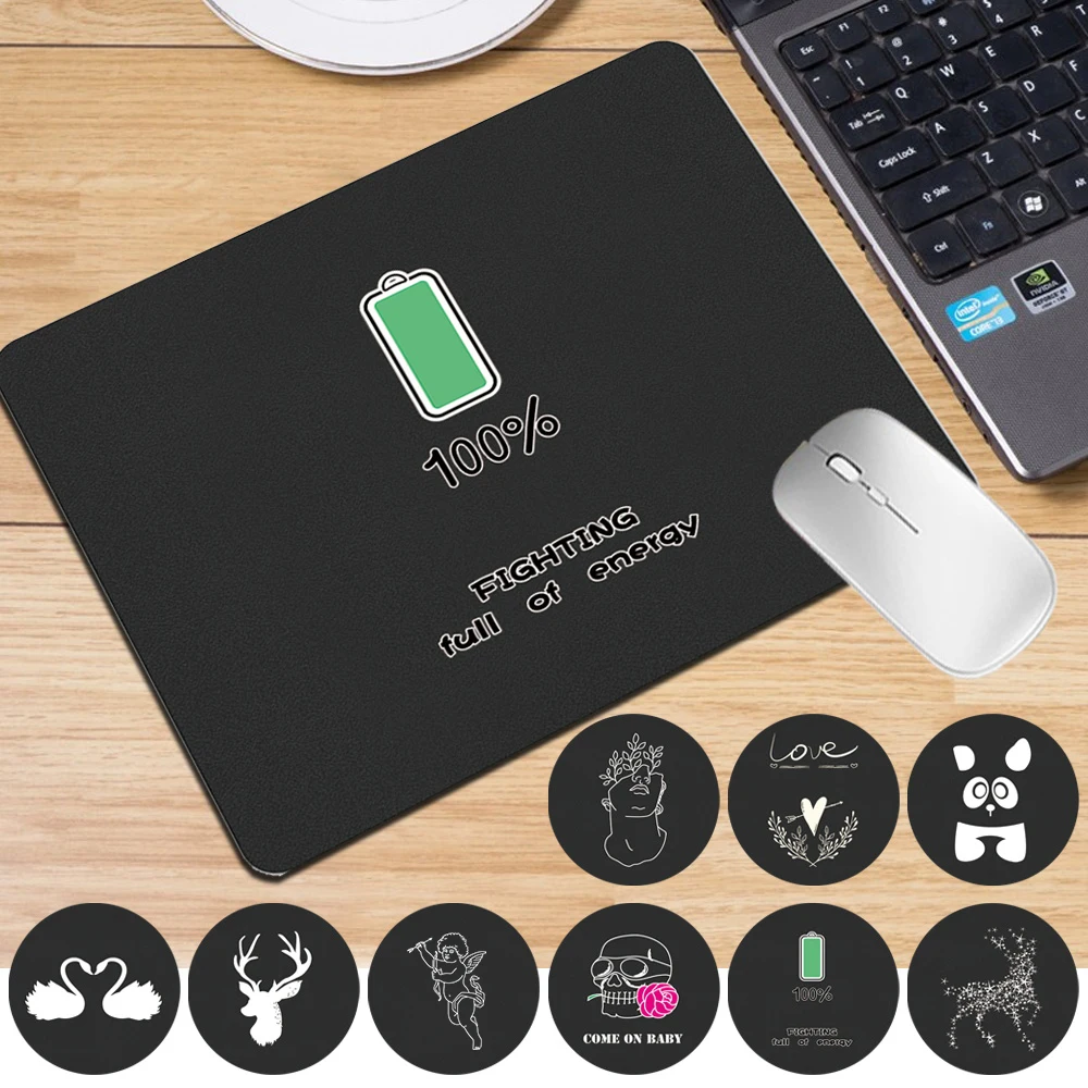 

Non-slip Computer Mousepad Small Size White Image Mouse Pad 21x25cm New PU Leather Table Mat Easy To Clean Game Mice Cushion