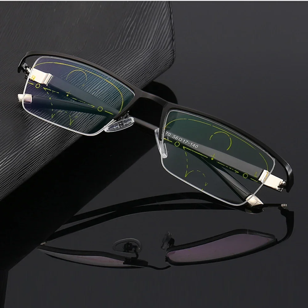 Очки для чтения прогрессивные с пружинной оправой из сплава