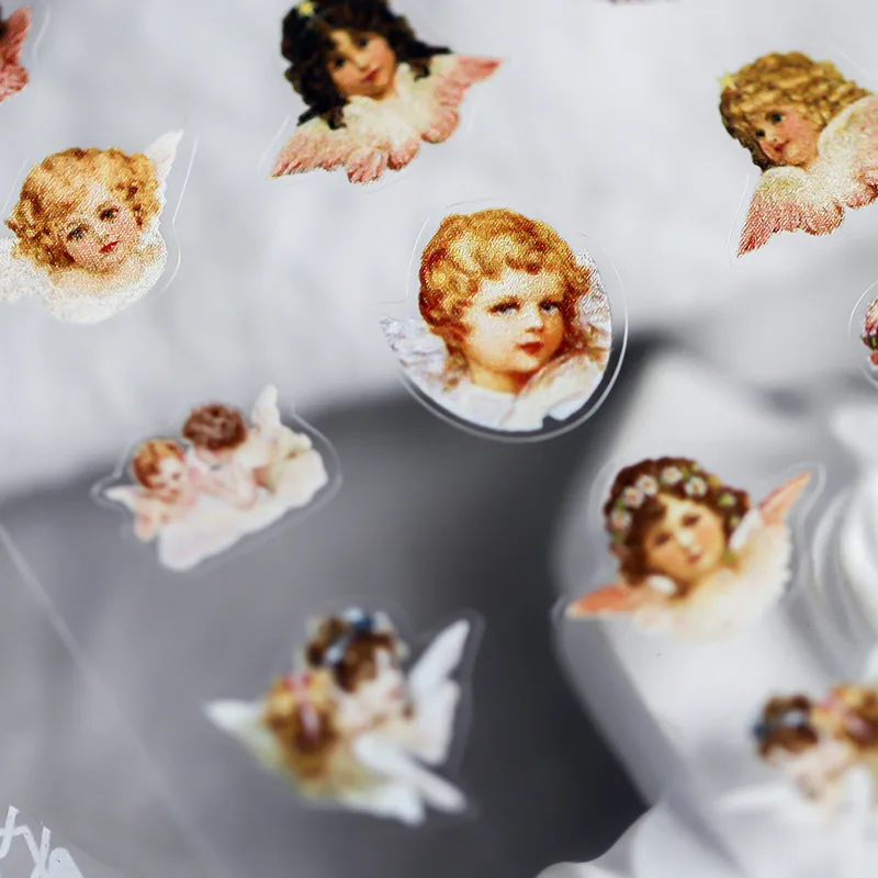 Винтажные наклейки для ногтей с изображением ангела и цветов самоклеящиеся