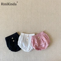 rinikinda summer kids boys shorts solid color baby girl shorts cotton linen bread short pants fashion newborn bloomers