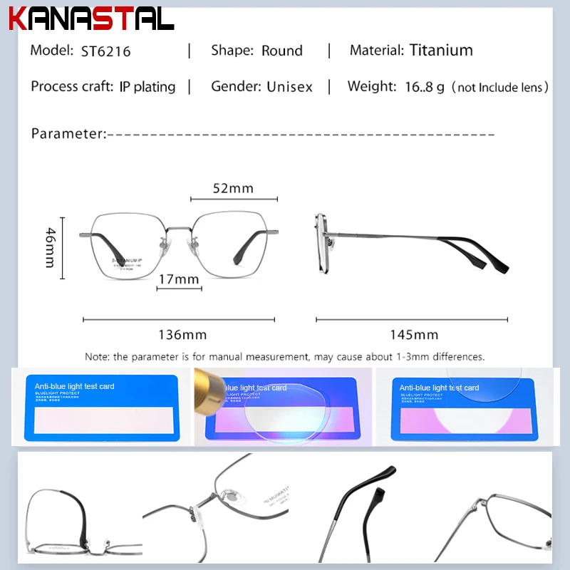 Мужские очки из чистого титана оптические линзы по рецепту для чтения при