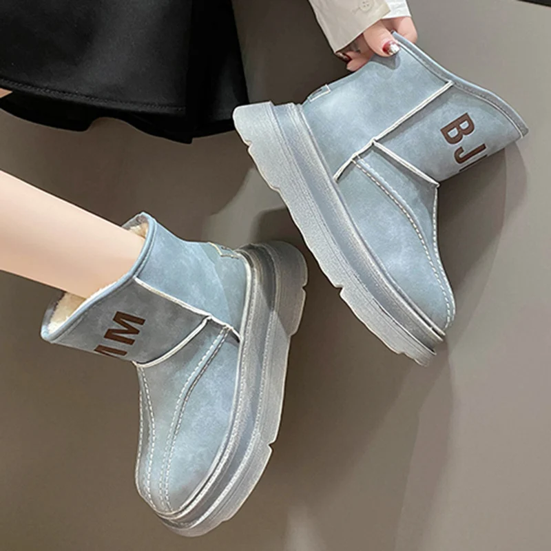 

Winter Women Snow Boots Warm Platform Fur Plush Chunky Ankle Boots Casual Outdoor Shoes High Quality Fashion Shoes Female 35-40