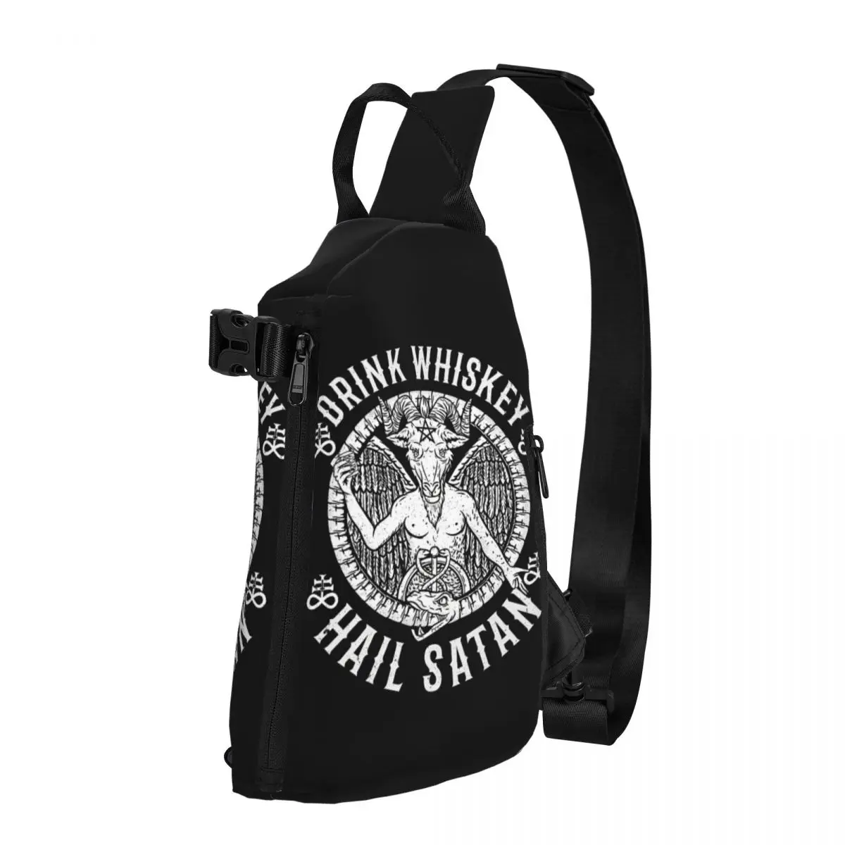 Drink Whiskey Hail Satan Shoulder Bags Chest Cross Chest Bag Diagonally Casual Man Messenger Bag