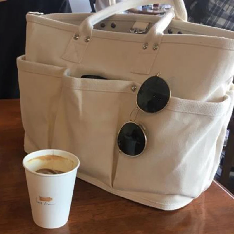 

Повседневные вместительные холщовые сумки для женщин, дизайнерская сумка на плечо, большая шикарная женская сумка-тоут с несколькими карма...