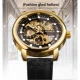 Winner Casual Design Skeleton Watches Men's Retro Style Mechanical Watch Genuine Leather Man Military Wristwatch Golden Reloj Other Image