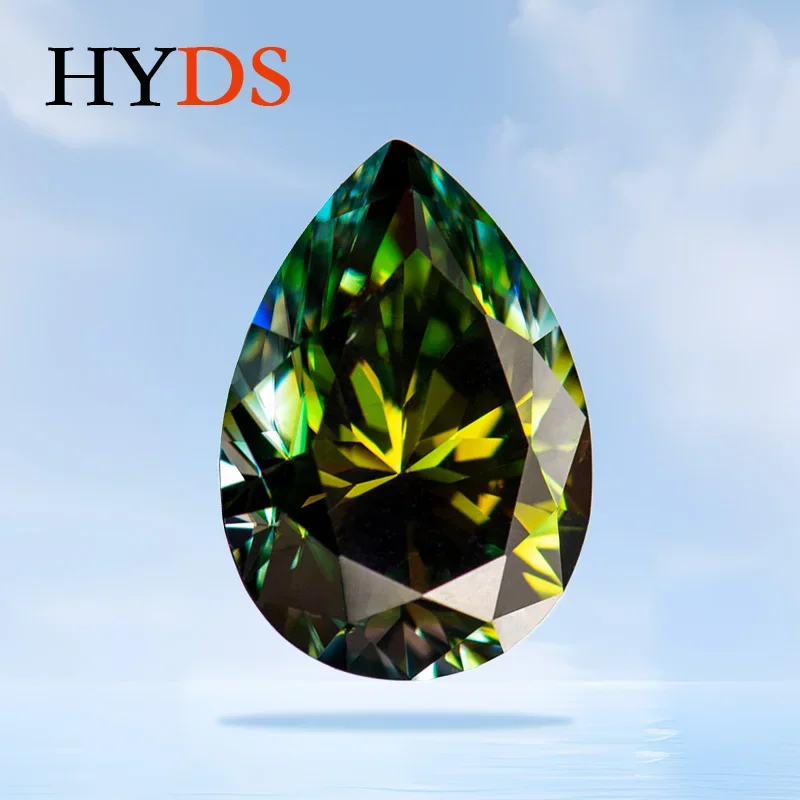 Желтый зеленый натуральный цвет VVS1 муассанит сертификат GRA подвески в форме