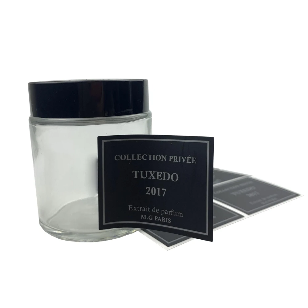 100pcs 80x80mm Hot Sale Black Background Vinyl Sticker For Bottle Jar Custom Business Name Color Shape |