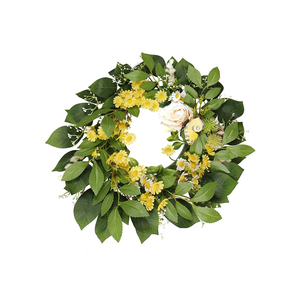 

Wreath Decor Garland Artificial Flower Door White Floral Spring Front Wall Farmhouse Daisy Outdoor Vine Faux Tulip Fake