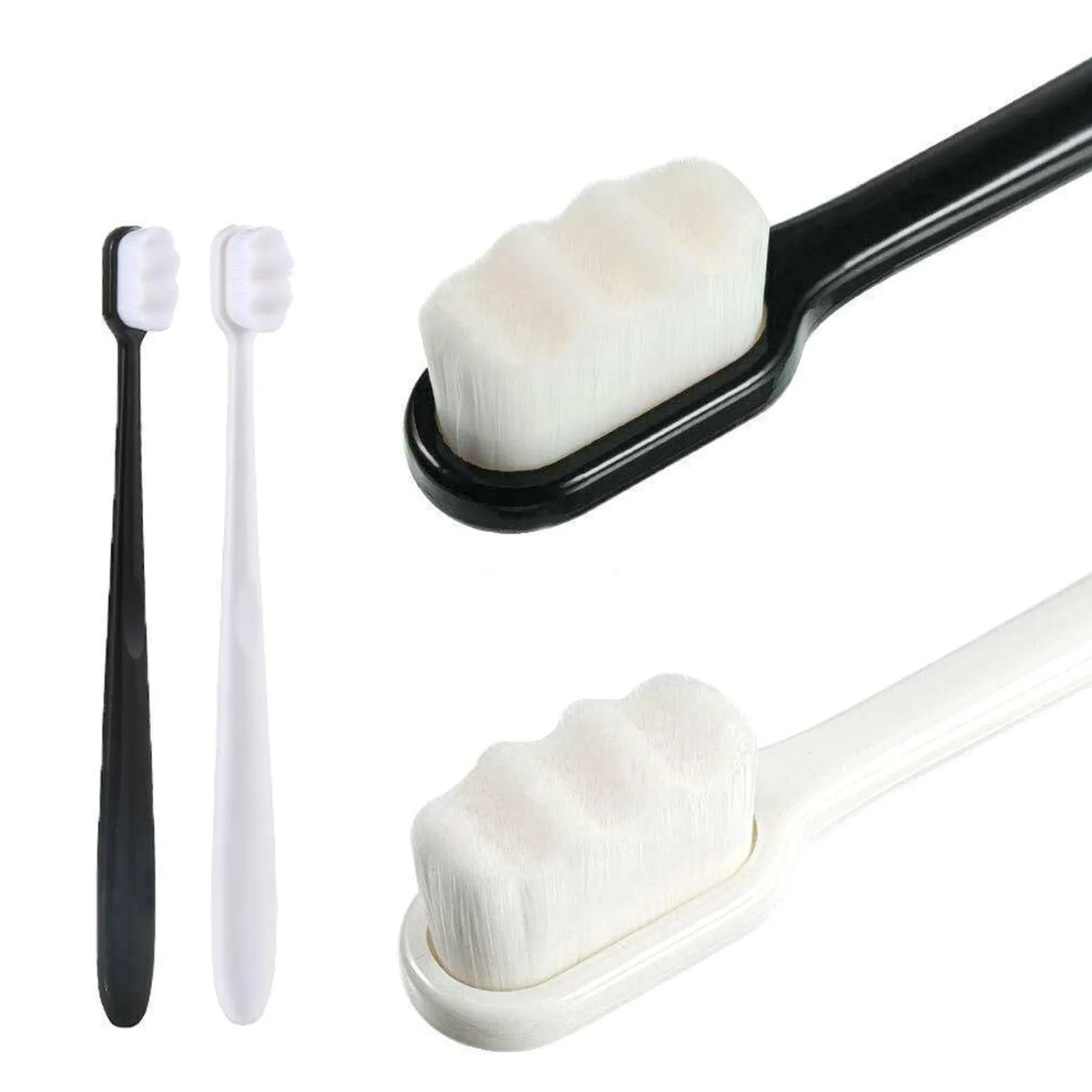 

4pcs With Cover Portable Bathroom Long Handle Extra Soft Dental Care Adult Kid High Density Cleaning Travel Manual Toothbrush