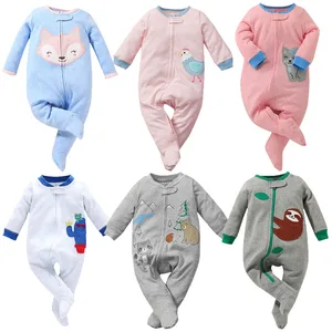 Baby pajamas newborn cotton zipper baby girls clothes fall clothes organic cotton clothes girls one  in USA (United States)