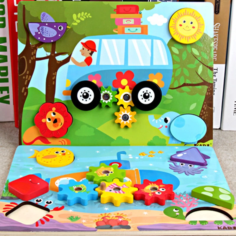 

Деревянное снаряжение для животных, детский сад, учебные пособия, Лесной океан, снаряжение, головоломка