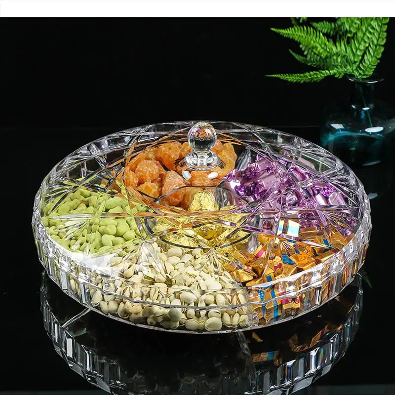 Европейский стиль пластиковая коробка для сушеных фруктов шесть ячеек с крышкой