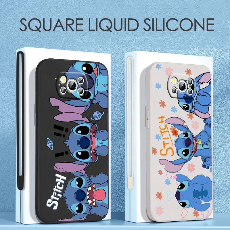 

Disney Stitch Cute For Xiaomi POCO X4 M5S F4 M4 X3 F3 M3 C3 F2 X2 F1 Pro GT NFC 4G 5G Liquid Rope Phone Case