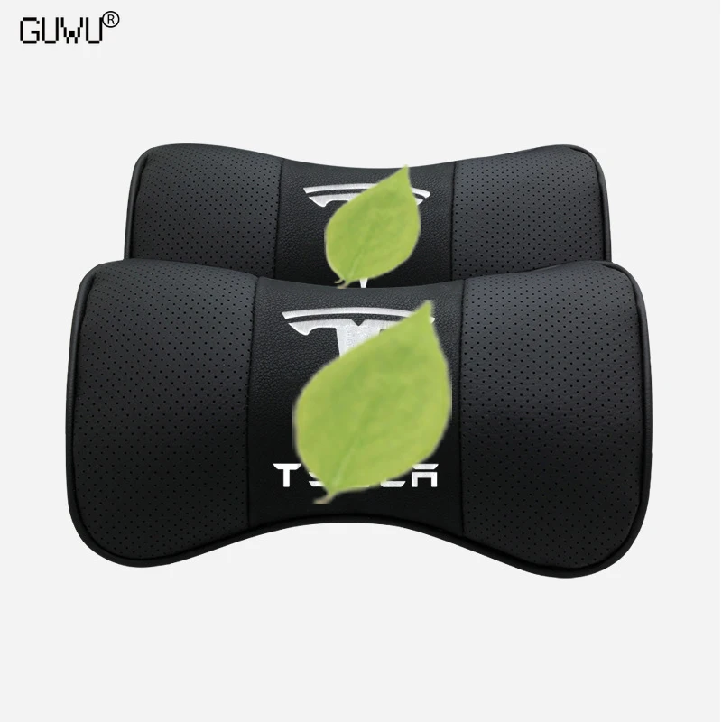 

2 шт., Кожаная подушка для шеи на подголовник автомобиля Tesla Model3xl