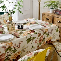 cotton decor home dining table clothes rectangular printed flower table covers wedding party decoration coffee table overlays