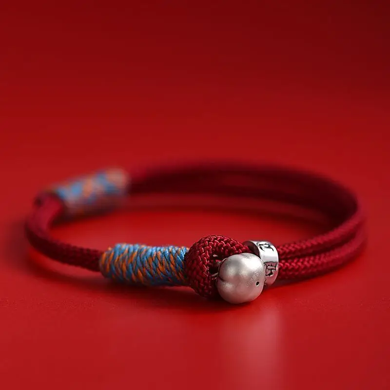 Фото Красный браслет Lucky Knot ручной работы 2025, регулируемый браслет из веревки с нитью для женщин, лучший друг, ювелирные изделия для пары для дружбы №3