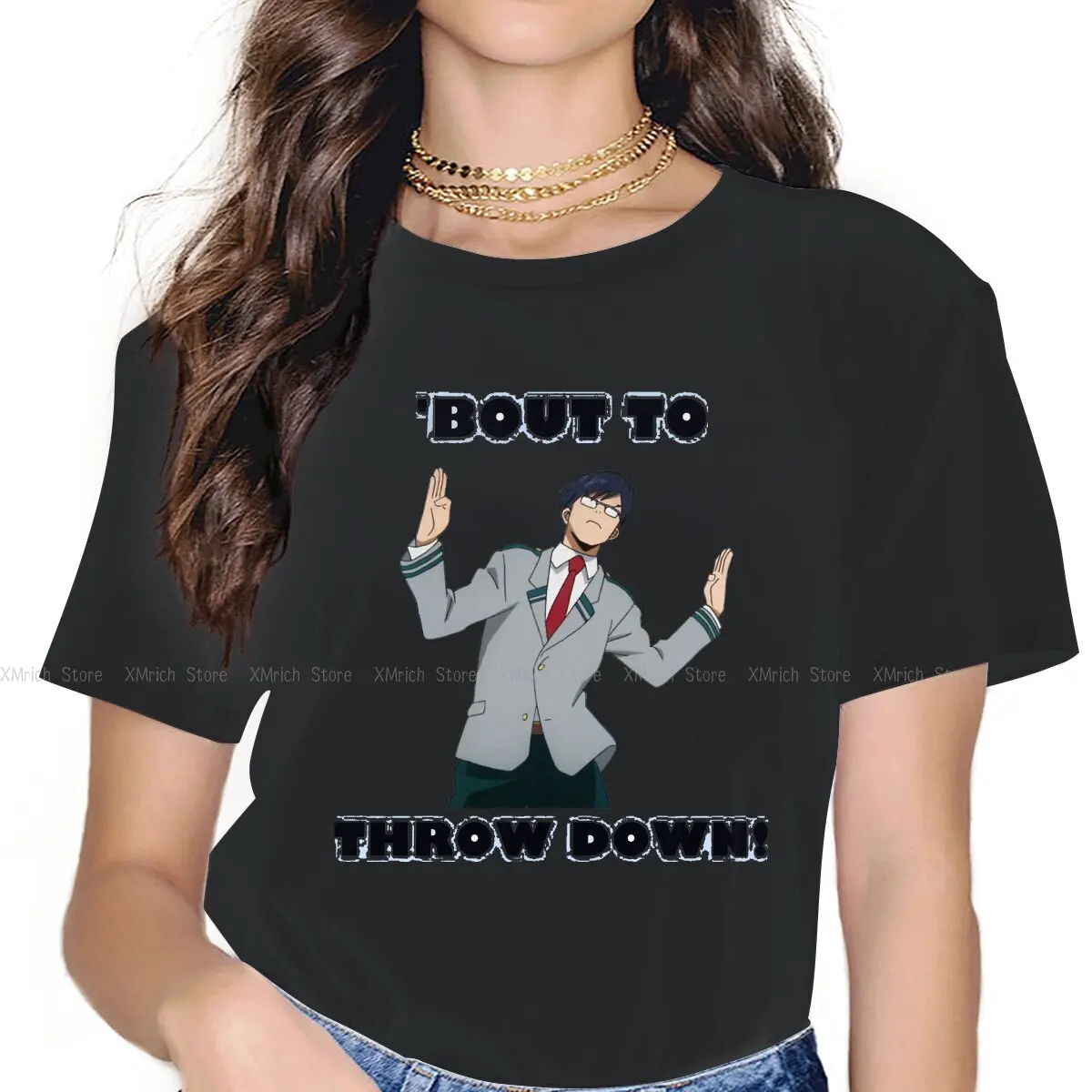 

Women's Tenya Iida Throw Down Design T Shirts My Hero Academia DEKU Pure Cotton Clothing Short Sleeve Crewneck Tee Shirt