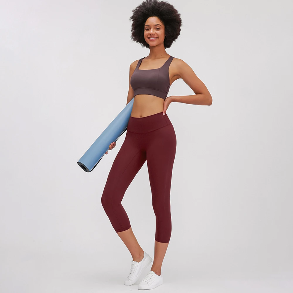 Однотонные спортивные Капри с верблюжьим носком для фитнеса женская одежда