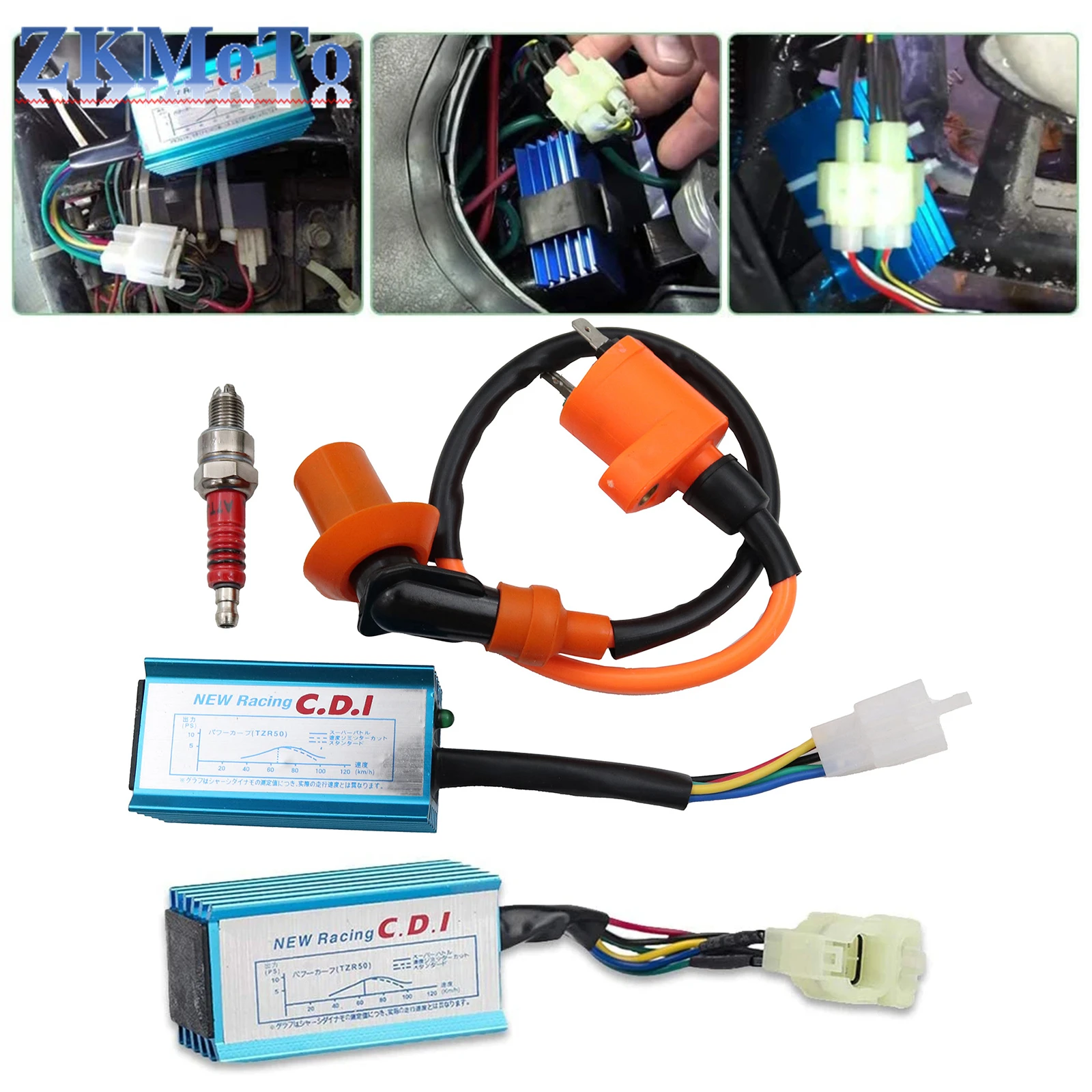 Катушка зажигания 5/6 Pin с коробкой гоночного CDI для GY6 50cc, 70cc ...