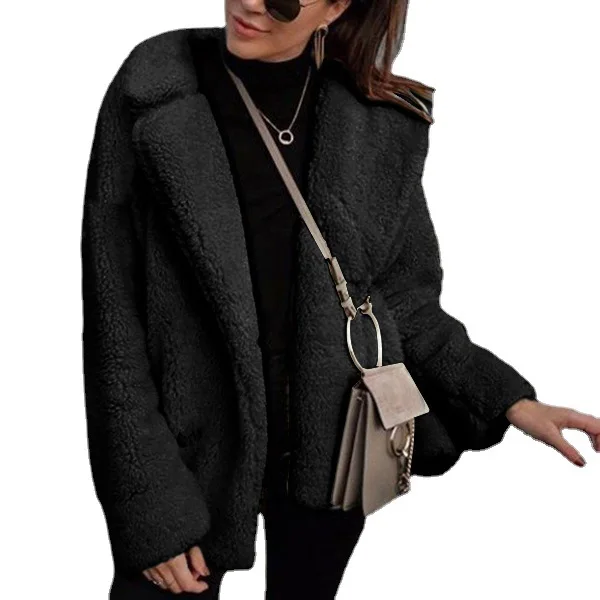 Fashion suit collar plush jacket top women's fur coat autumn and winter new artificial fur women