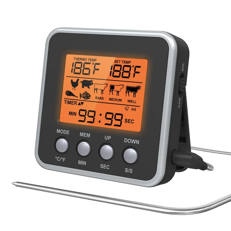 

Digital Outdoor Meat Thermometer Cooking BBQ Oven Thermometer With Big LCD Screen For Kitchen