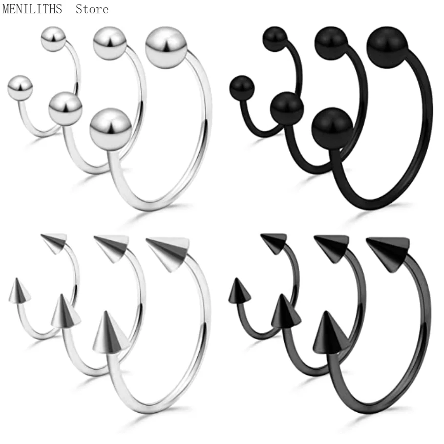

Punk C Shape Steel Nose Ring Horseshoe Lip Ring puncture Hook Clip Earrings Septum No Allergic Body Piercing Jewelry Nose Rings