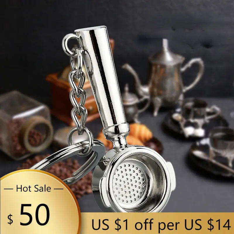 

1pc Coffee Barista Key Chain Garland Cup Moka Coffee Spoon Emulational Car KeyRing Women Man Jewelry Accessories Fashion Pendant