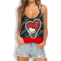 summer streetwear hello kitty t shirt ladies sexy slim tank top harajuku street ladies top