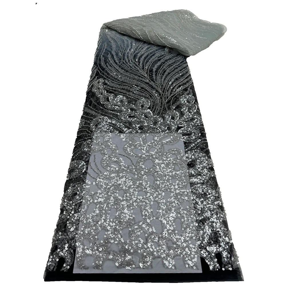 Африканские блестки бисерные кружевные ткани 2024 высококачественное кружево 5